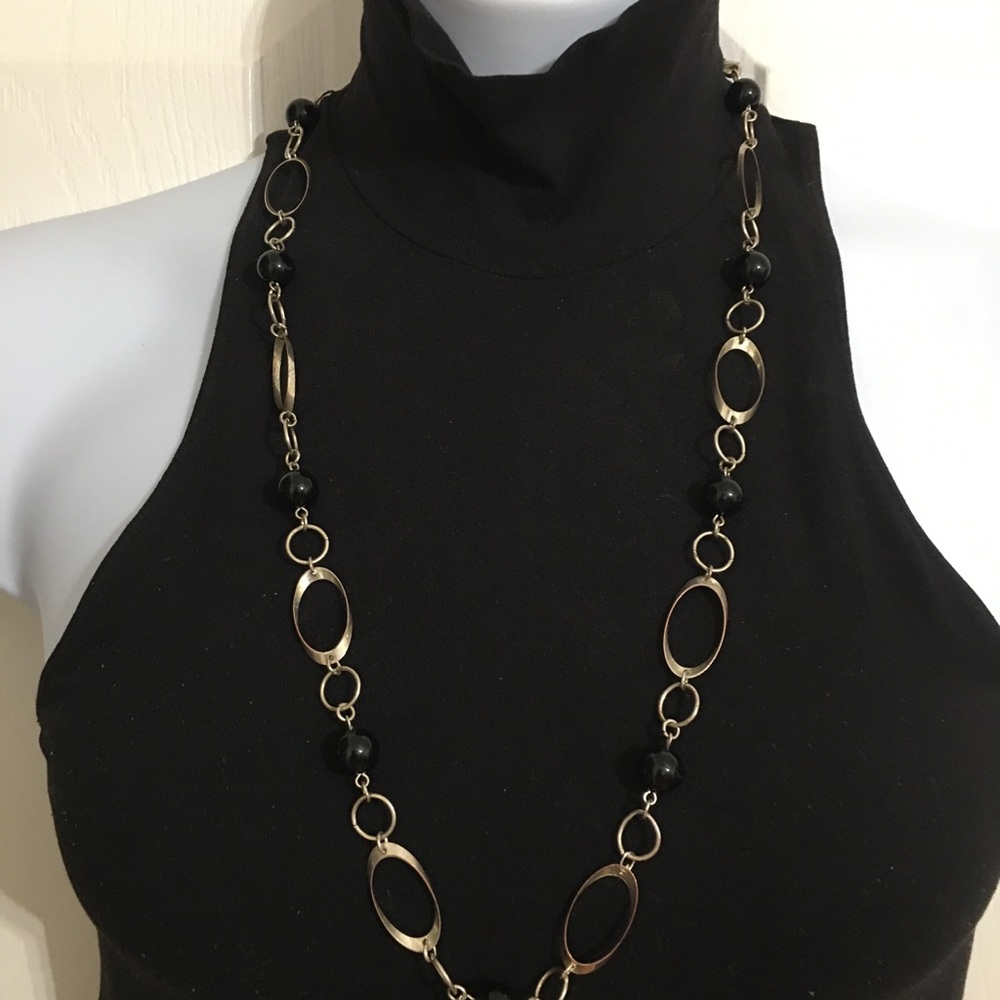 Long Silver Looped Necklace